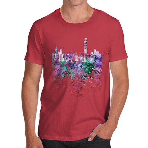 Hong Kong Skyline Ink Splats Men's T-Shirt