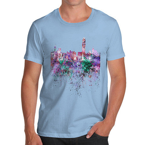 Hong Kong Skyline Ink Splats Men's T-Shirt