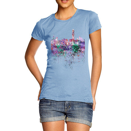 Hong Kong Skyline Ink Splats Women's T-Shirt 