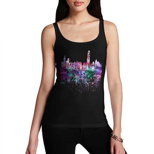 Hong Kong Skyline Ink Splats Women's Tank Top