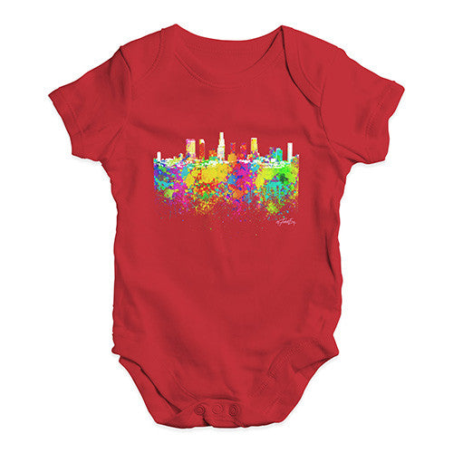 Los Angeles Skyline Ink Splats Baby Unisex Baby Grow Bodysuit