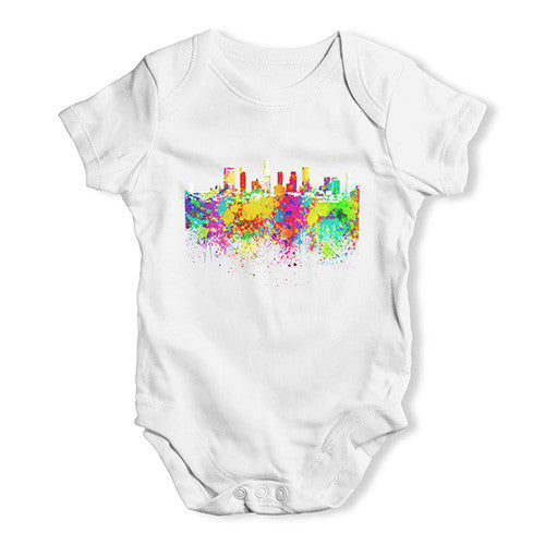 Los Angeles Skyline Ink Splats Baby Unisex Baby Grow Bodysuit