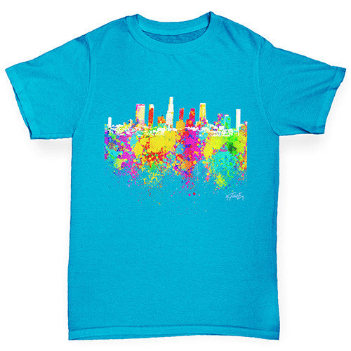 Los Angeles Skyline Ink Splats Boy's T-Shirt