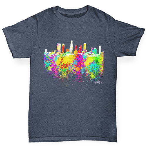 Los Angeles Skyline Ink Splats Boy's T-Shirt