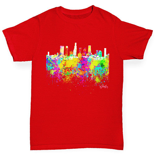 Los Angeles Skyline Ink Splats Boy's T-Shirt