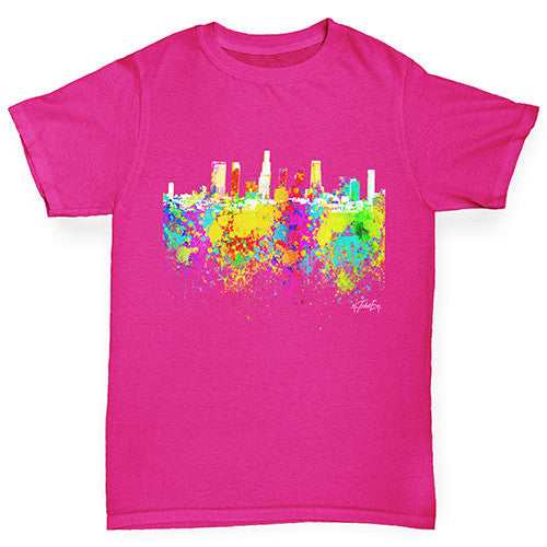 Los Angeles Skyline Ink Splats Girl's T-Shirt 
