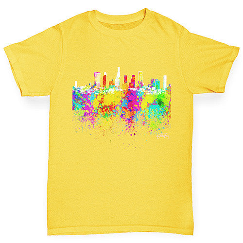 Los Angeles Skyline Ink Splats Girl's T-Shirt 