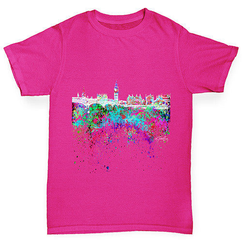 London Skyline Ink Splats Girl's T-Shirt 