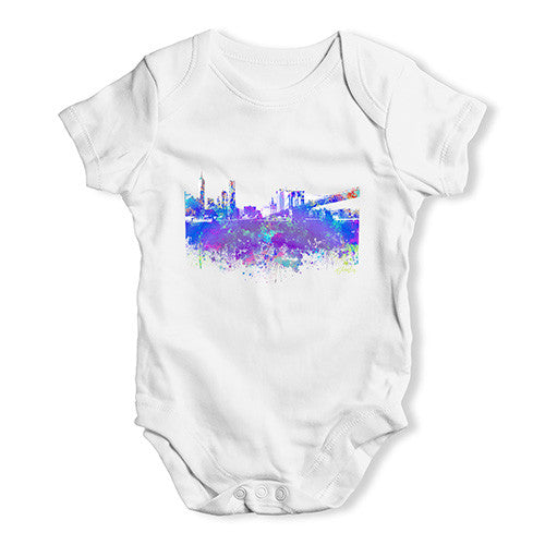 New York Skyline Ink Splats Baby Unisex Baby Grow Bodysuit