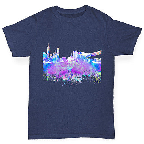 New York Skyline Ink Splats Boy's T-Shirt