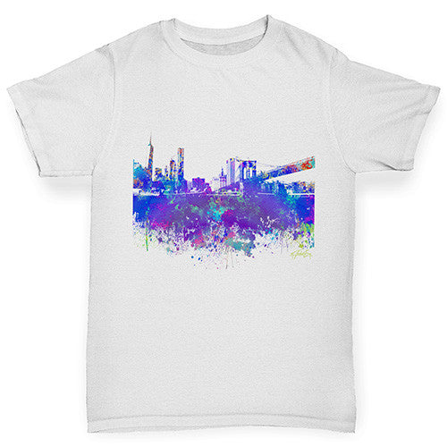 New York Skyline Ink Splats Boy's T-Shirt