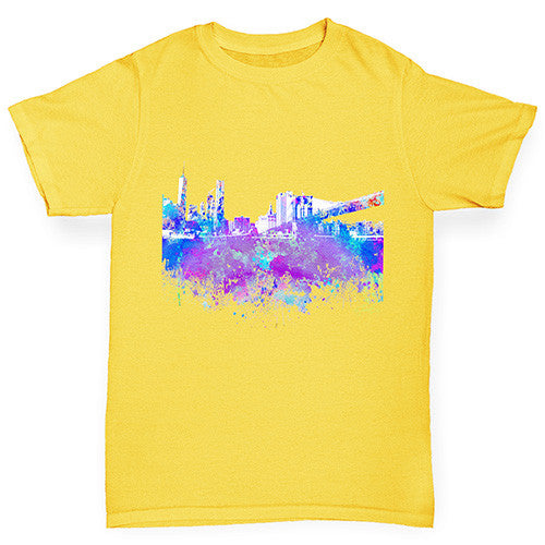 New York Skyline Ink Splats Boy's T-Shirt