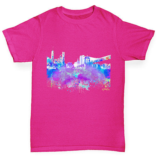 New York Skyline Ink Splats Girl's T-Shirt 