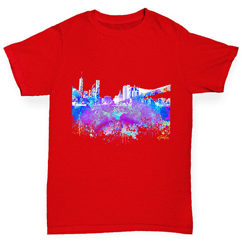 New York Skyline Ink Splats Girl's T-Shirt 