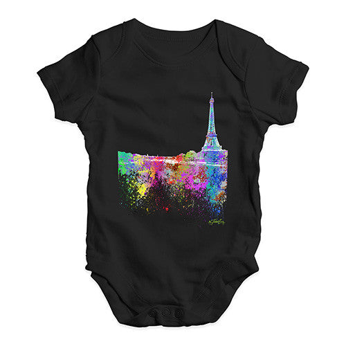 Paris Skyline Ink Splats Baby Unisex Baby Grow Bodysuit