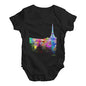 Paris Skyline Ink Splats Baby Unisex Baby Grow Bodysuit