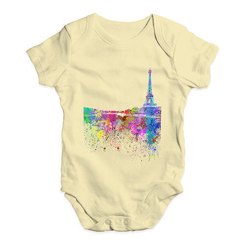 Paris Skyline Ink Splats Baby Unisex Baby Grow Bodysuit