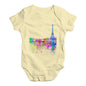 Paris Skyline Ink Splats Baby Unisex Baby Grow Bodysuit