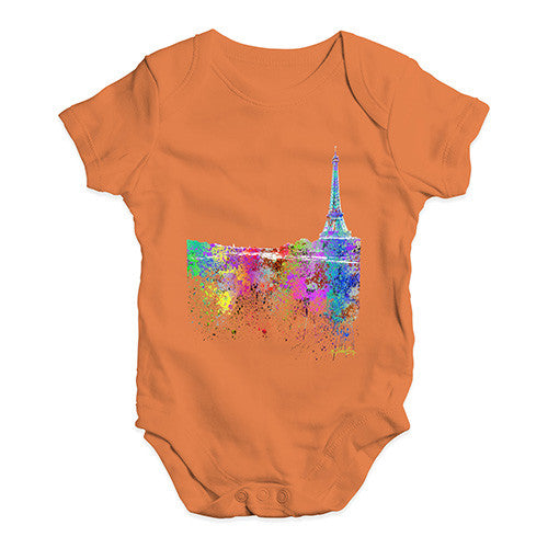 Paris Skyline Ink Splats Baby Unisex Baby Grow Bodysuit