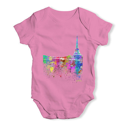 Paris Skyline Ink Splats Baby Unisex Baby Grow Bodysuit