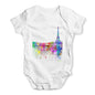 Paris Skyline Ink Splats Baby Unisex Baby Grow Bodysuit