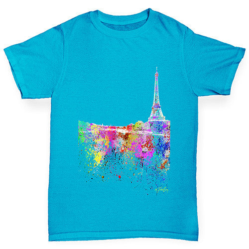 Paris Skyline Ink Splats Boy's T-Shirt