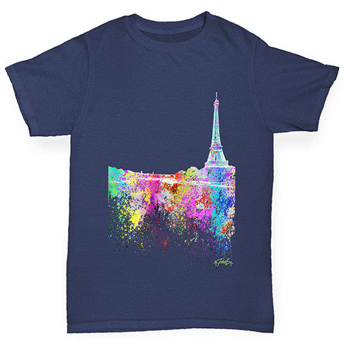 Paris Skyline Ink Splats Boy's T-Shirt