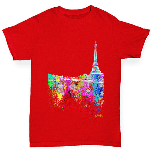 Paris Skyline Ink Splats Boy's T-Shirt