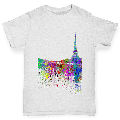 Paris Skyline Ink Splats Boy's T-Shirt