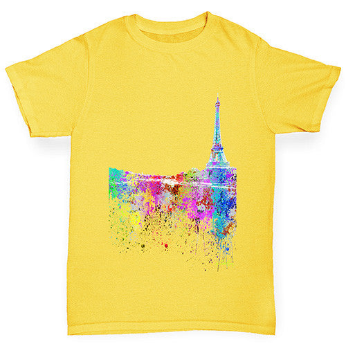 Paris Skyline Ink Splats Boy's T-Shirt