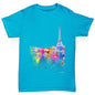 Paris Skyline Ink Splats Girl's T-Shirt 