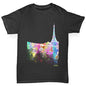 Paris Skyline Ink Splats Girl's T-Shirt 