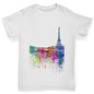 Paris Skyline Ink Splats Girl's T-Shirt 