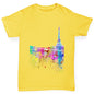 Paris Skyline Ink Splats Girl's T-Shirt 