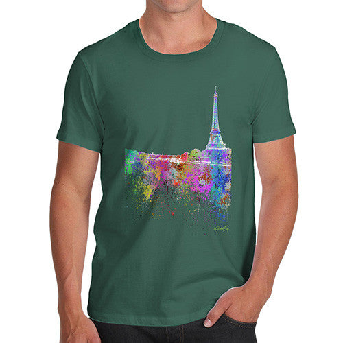 Paris Skyline Ink Splats Men's T-Shirt