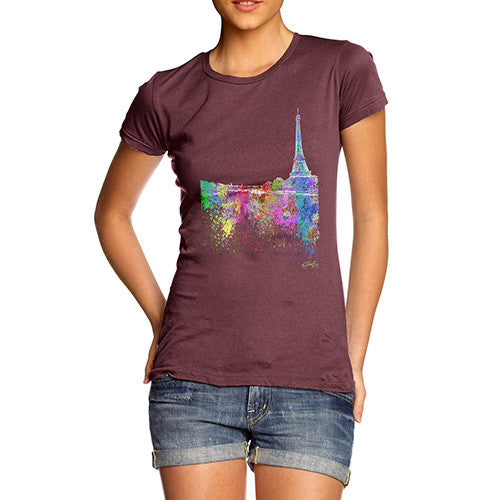 Paris Skyline Ink Splats Women's T-Shirt 