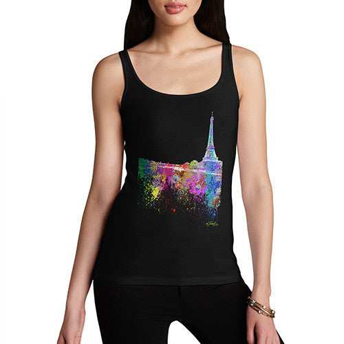 Paris Skyline Ink Splats Women's Tank Top