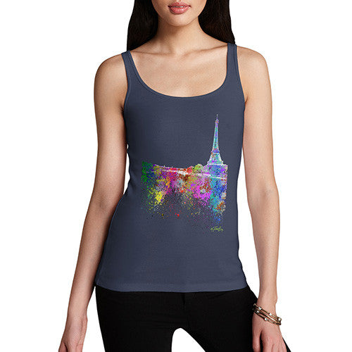 Paris Skyline Ink Splats Women's Tank Top