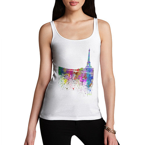 Paris Skyline Ink Splats Women's Tank Top