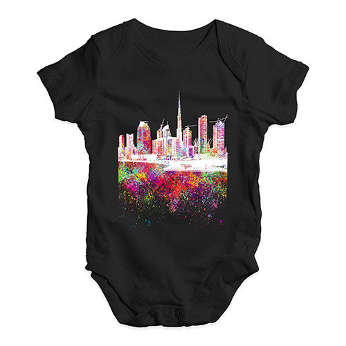 Dubai Skyline Ink Splats Baby Unisex Baby Grow Bodysuit