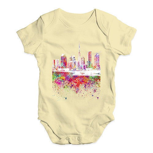 Dubai Skyline Ink Splats Baby Unisex Baby Grow Bodysuit