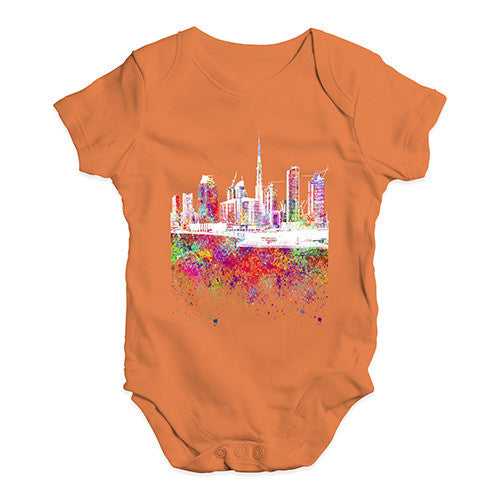 Dubai Skyline Ink Splats Baby Unisex Baby Grow Bodysuit