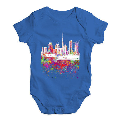 Dubai Skyline Ink Splats Baby Unisex Baby Grow Bodysuit