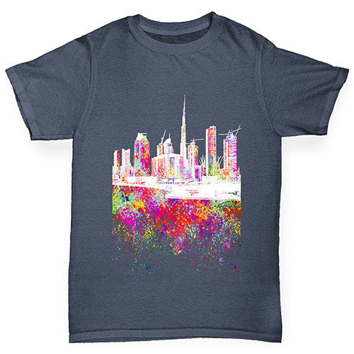 Dubai Skyline Ink Splats Boy's T-Shirt