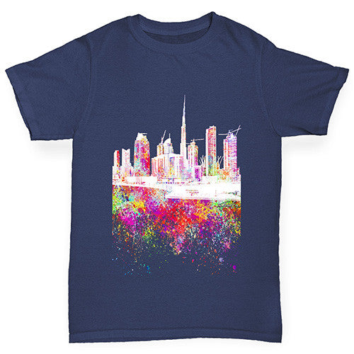 Dubai Skyline Ink Splats Boy's T-Shirt