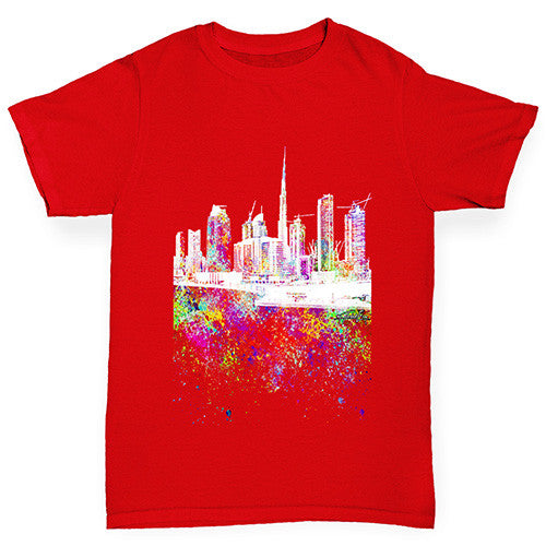 Dubai Skyline Ink Splats Boy's T-Shirt