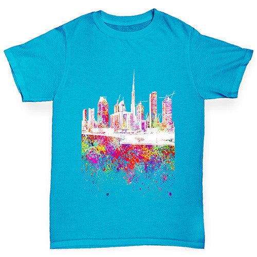 Dubai Skyline Ink Splats Girl's T-Shirt 