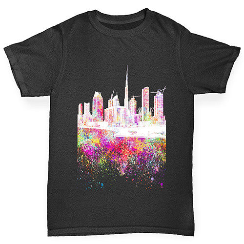 Dubai Skyline Ink Splats Girl's T-Shirt 