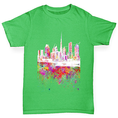 Dubai Skyline Ink Splats Girl's T-Shirt 