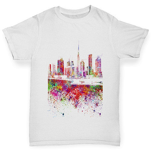 Dubai Skyline Ink Splats Girl's T-Shirt 